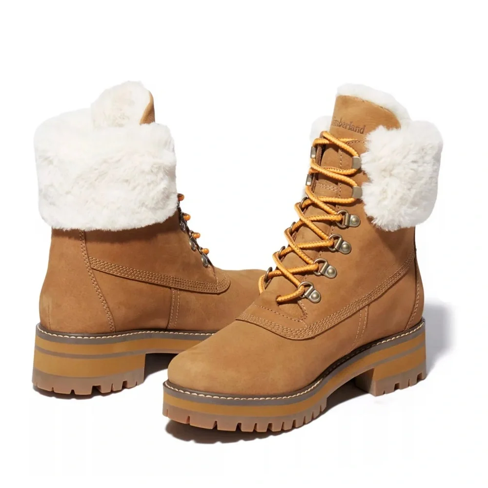 🆕 TIMBERLAND WOMEN'S COURMAYEUR VALLEY 6-INCH WATERPROOF FAUX-FUR BOOTS